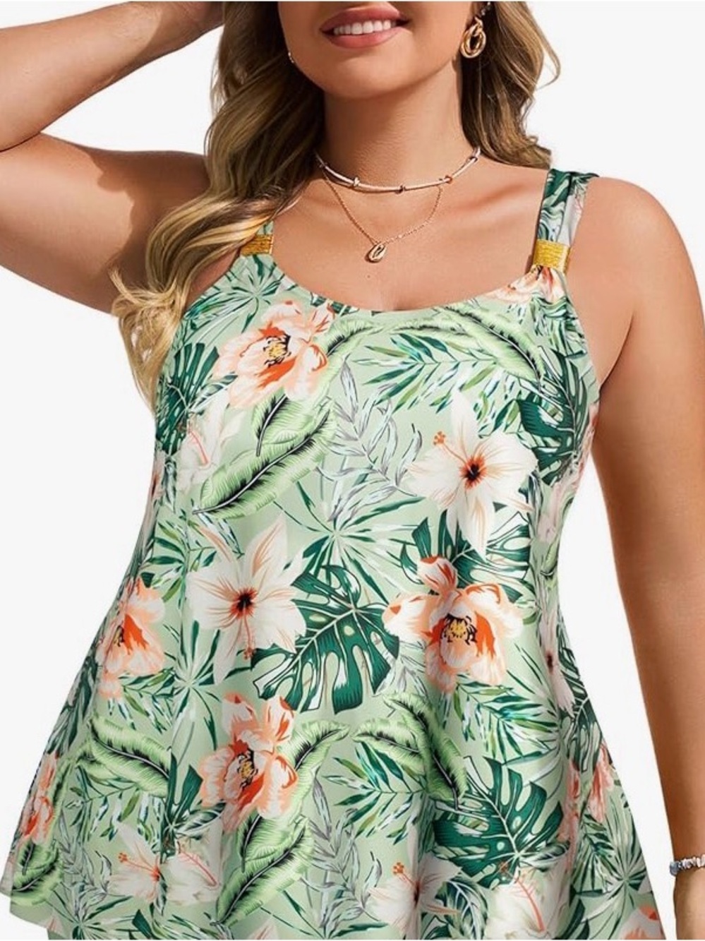 Hanna Nikole Tropical Floral Tankini Swim Top NWT Plus Size 18W